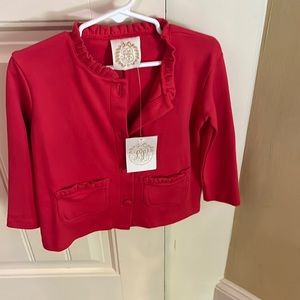 The Buford Bonnet Company red cardigan. Never worn tags attached